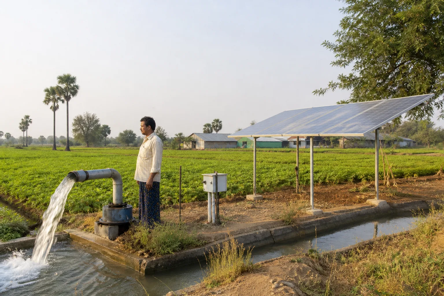Solar-powered irrigation on an Indian farm