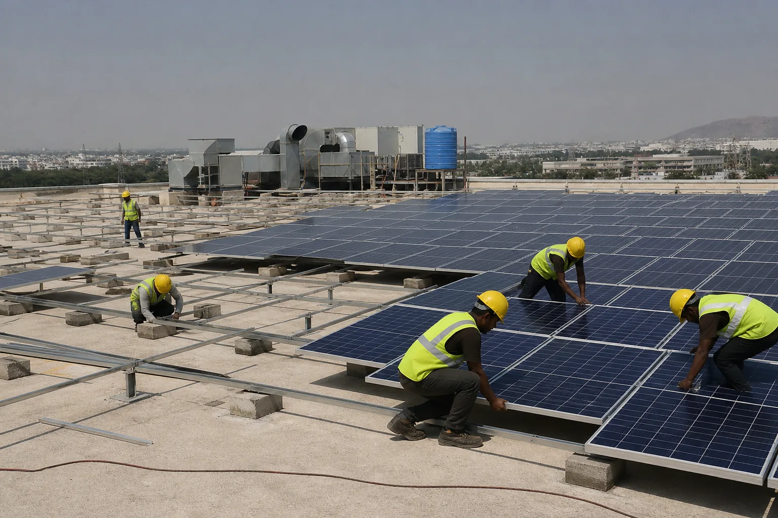 Commercial solar installation on an Indian industrial rooftop