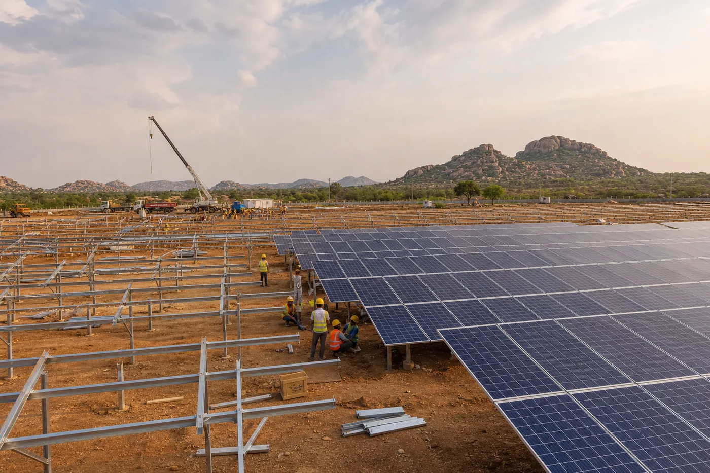 Solar EPC construction site in India