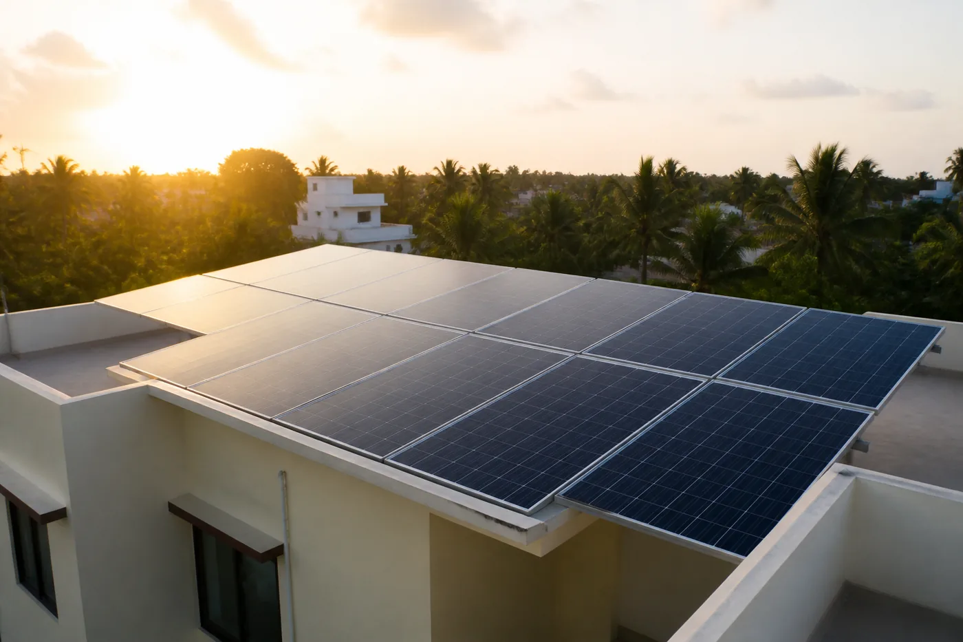Residential rooftop solar on an Indian home