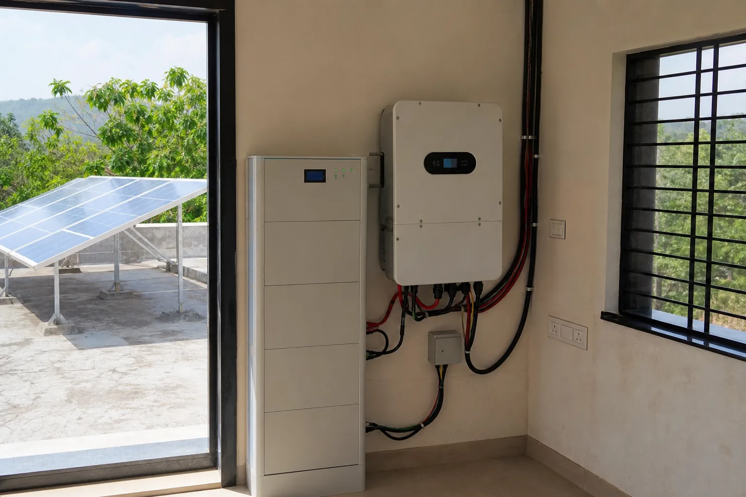 Off-grid solar battery storage system for an Indian home